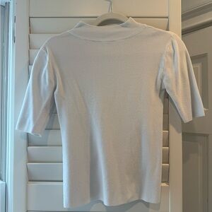 white short sleeve mock neck top